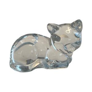 Princess House Pets Crystal 24% Lead Glass‎ Sleeping Kitty Paperweight 3.75"W